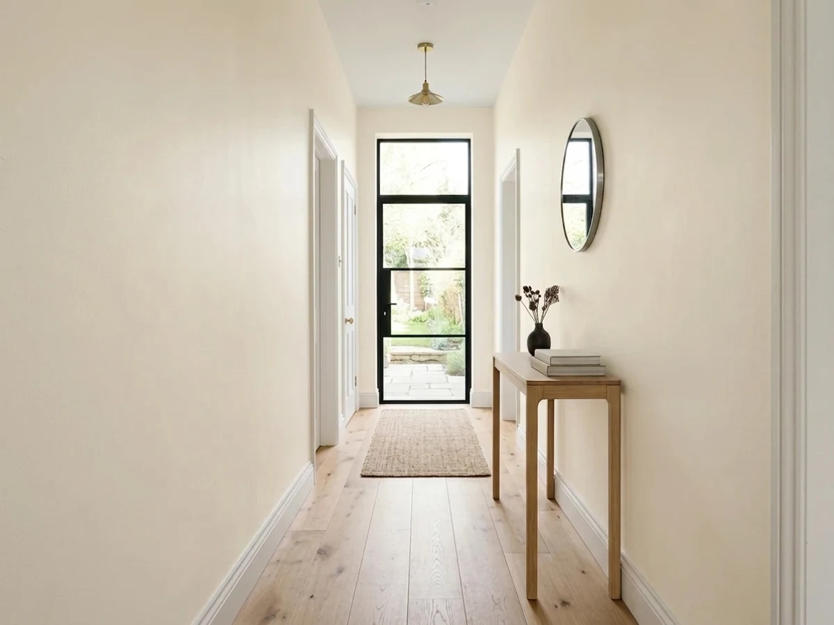 Sherwin-Williams Greek Villa in a hallway