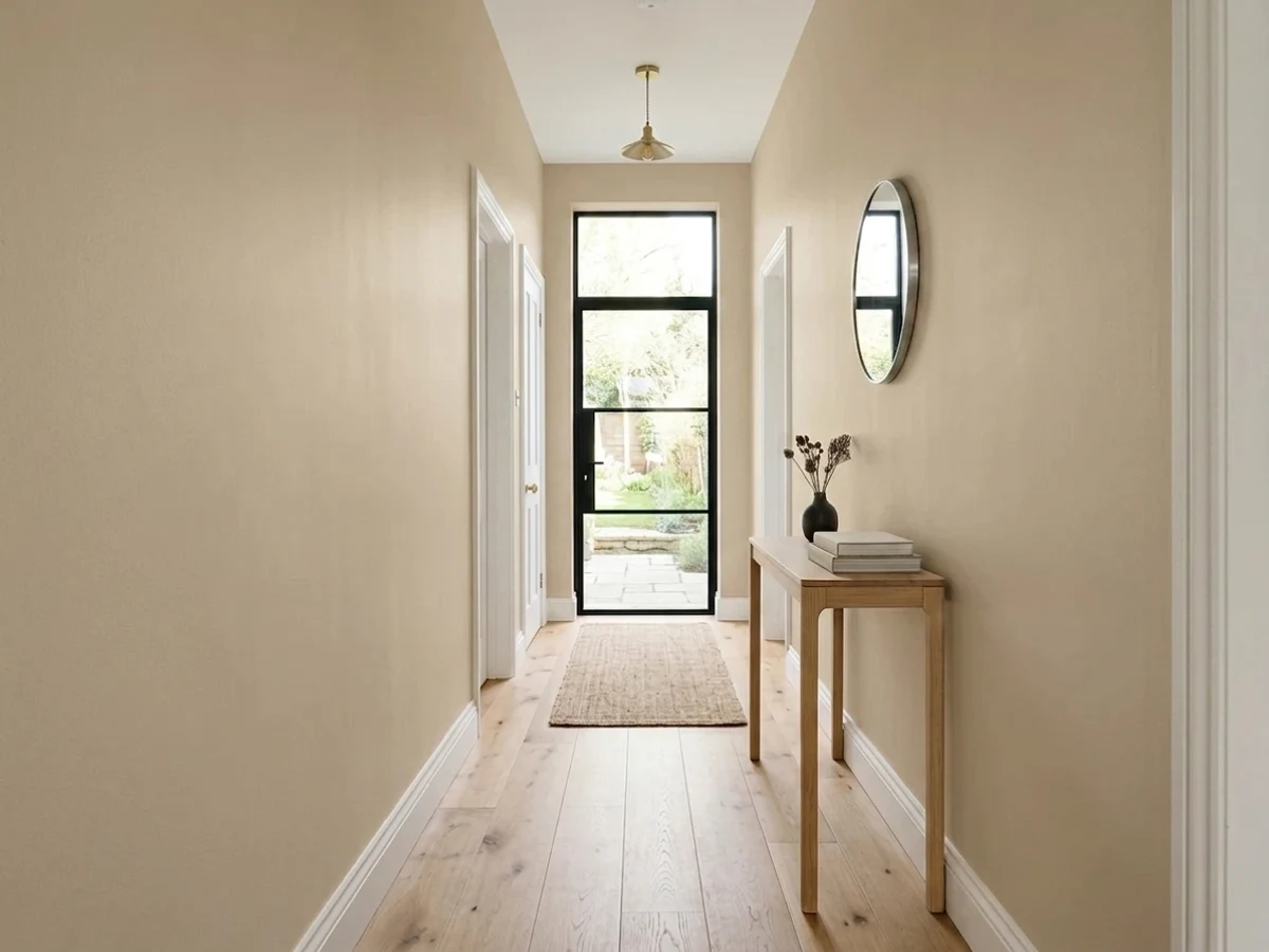 Sherwin-Williams Kilim Beige in a hallway