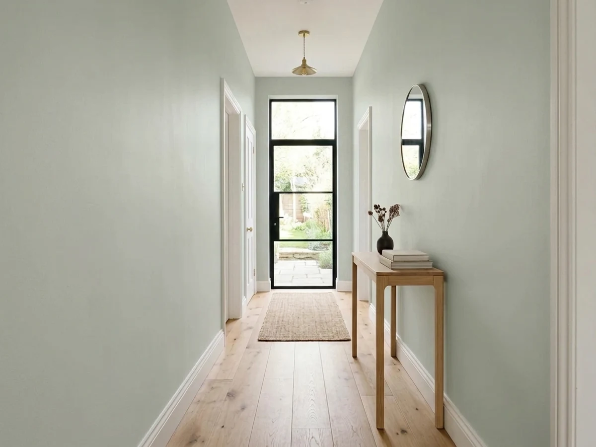 Sherwin-Williams Silver Strand in a hallway