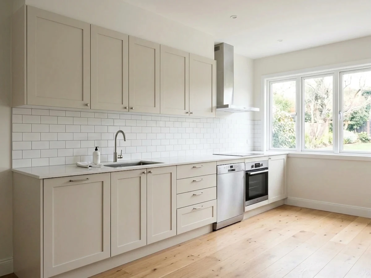 Benjamin Moore Edgecomb Gray in a kitchen
