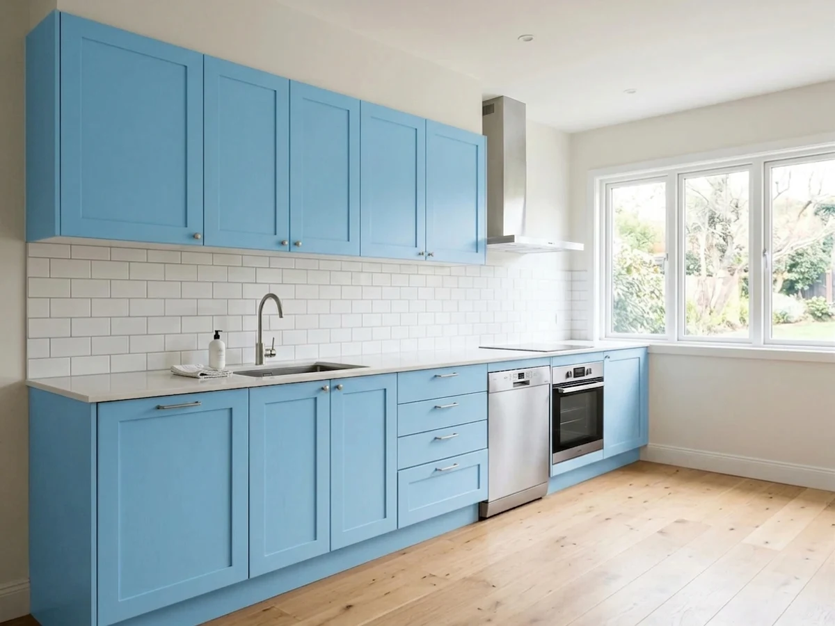 Benjamin Moore Honolulu Blue in a kitchen