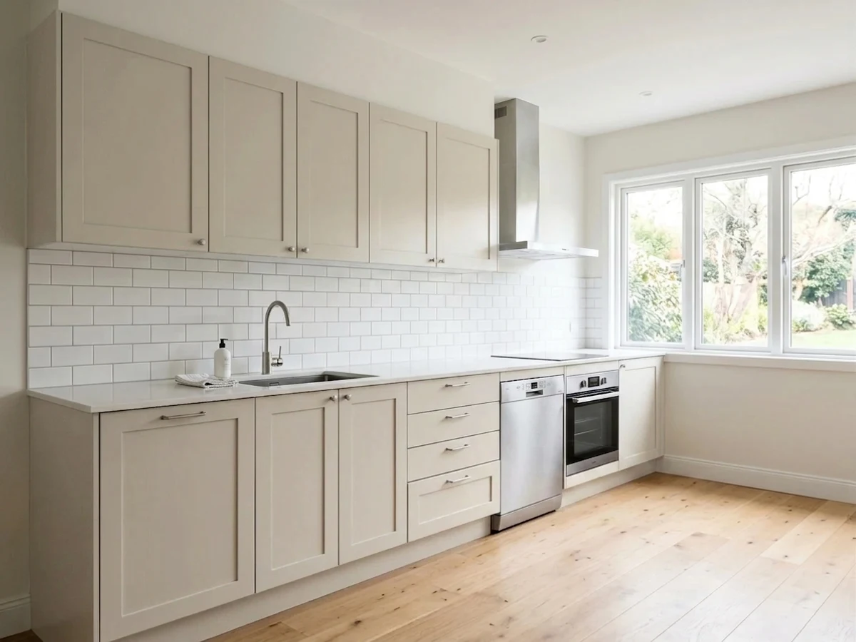 Benjamin Moore Revere Pewter in a kitchen