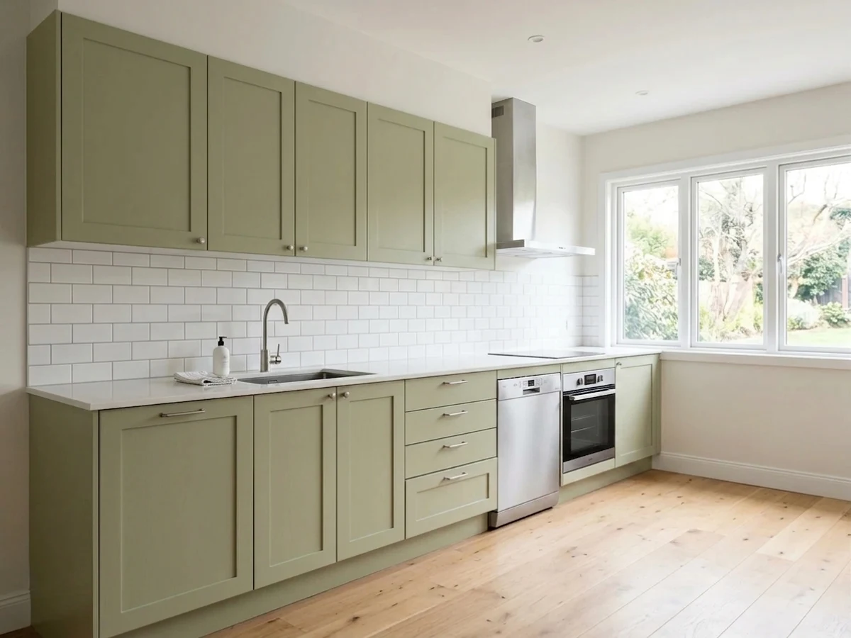 Benjamin Moore Saybrook Sage in a kitchen