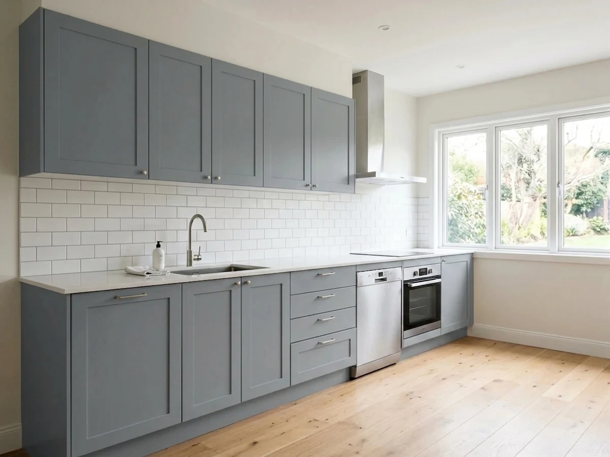 Benjamin Moore Wolf Gray in a kitchen