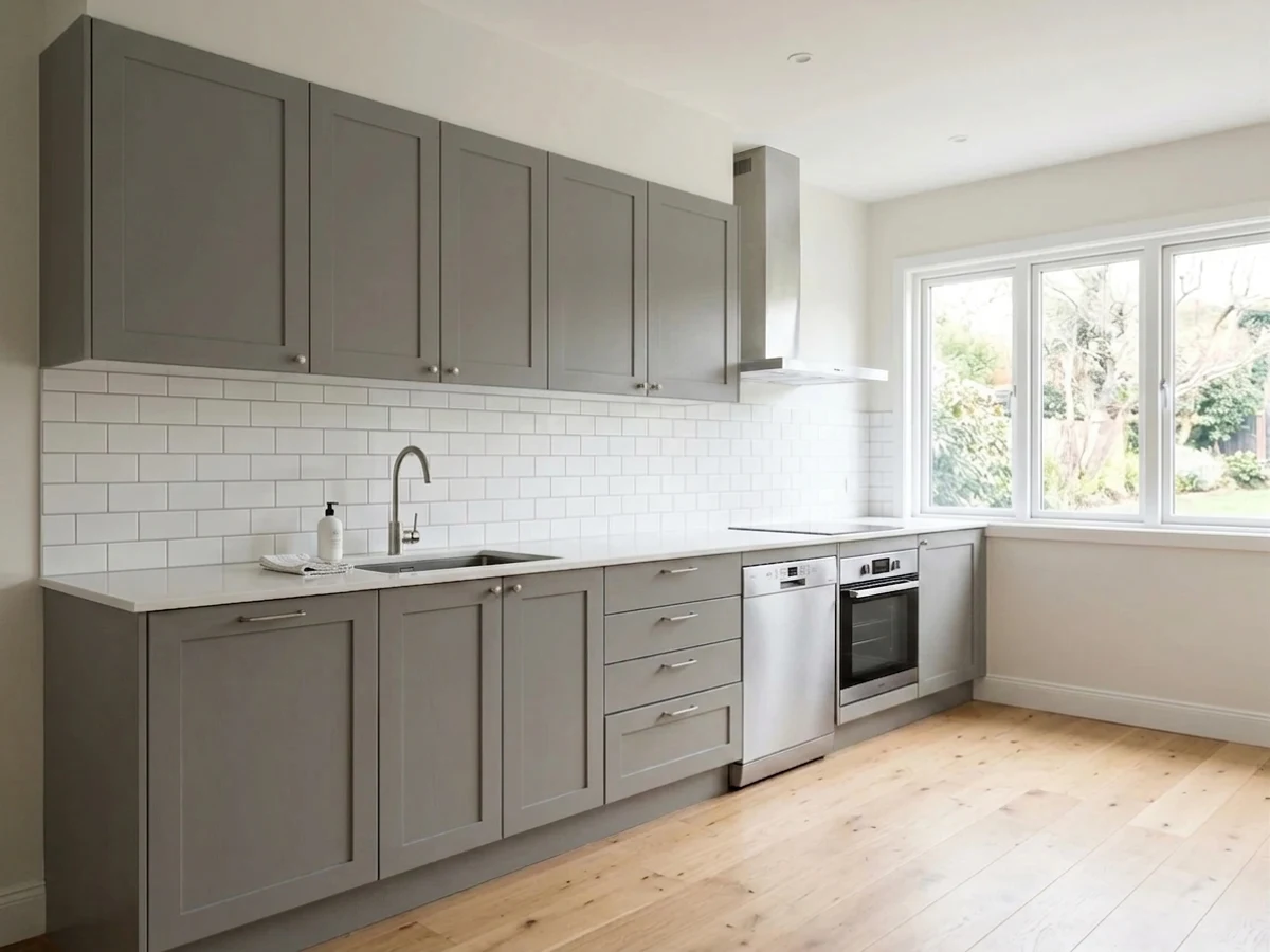 Sherwin-Williams Gauntlet Gray in a kitchen