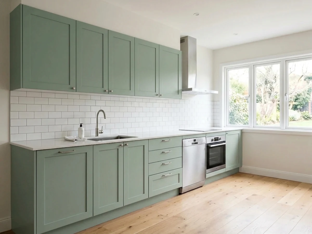 Sherwin-Williams Halcyon Green in a kitchen