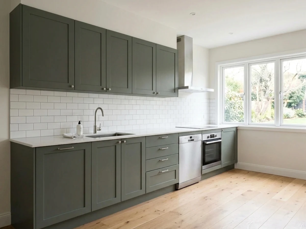 Sherwin-Williams Pewter Green in a kitchen