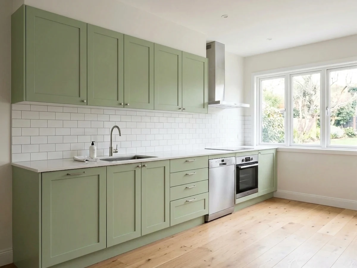 Sherwin-Williams Sage in a kitchen