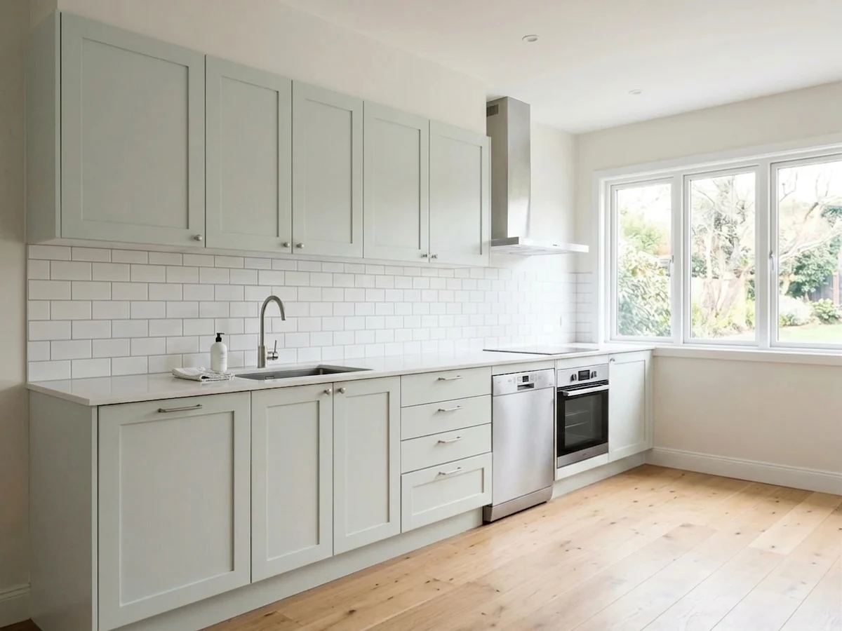 Sherwin-Williams Sea Salt in a kitchen
