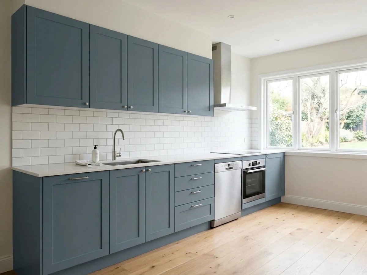 Sherwin-Williams Smoky Blue in a kitchen