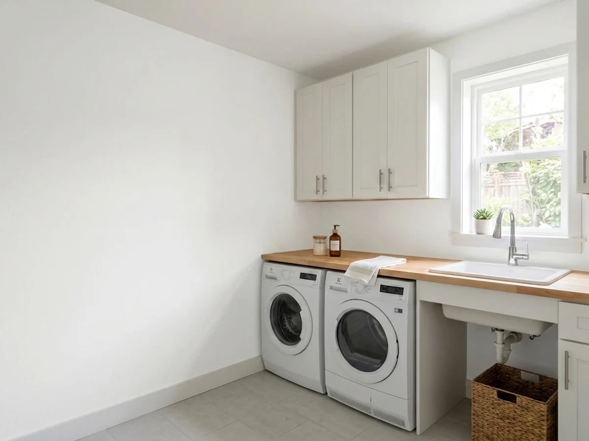 Benjamin Moore Super White in a laundry room
