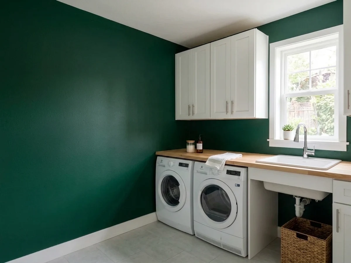 Sherwin-Williams English Ivy in a laundry room