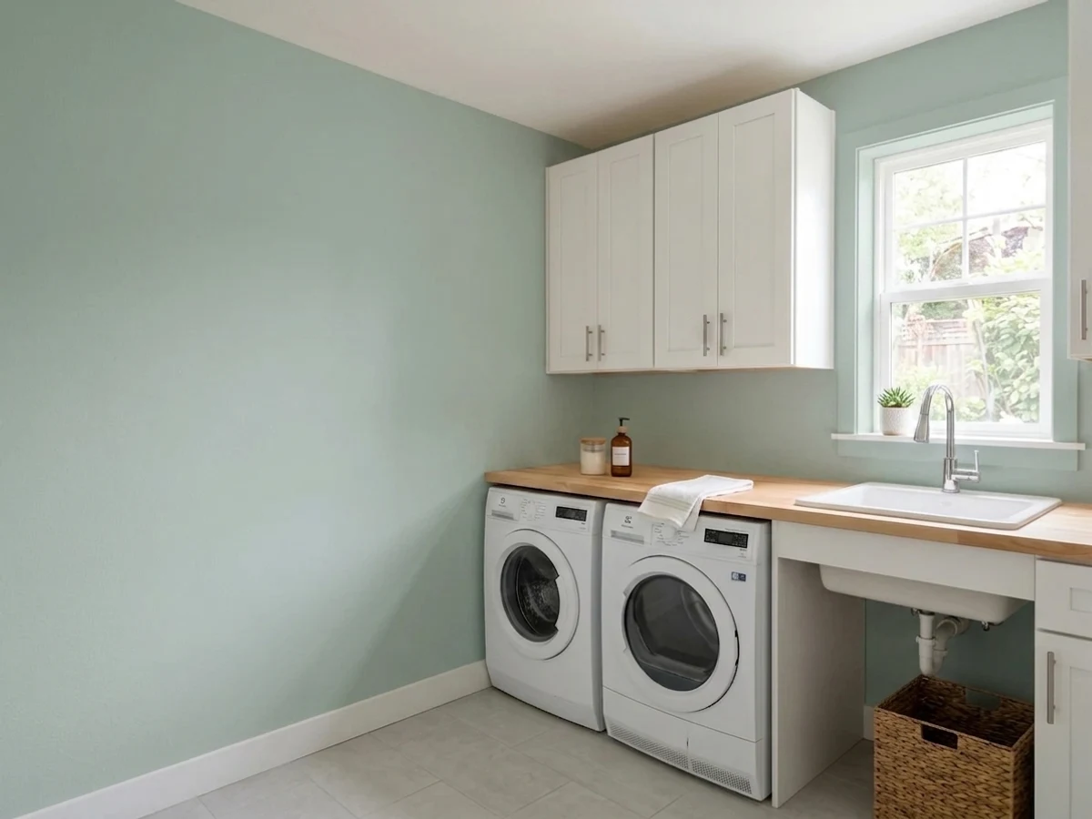 Sherwin-Williams Rainwashed in a laundry room