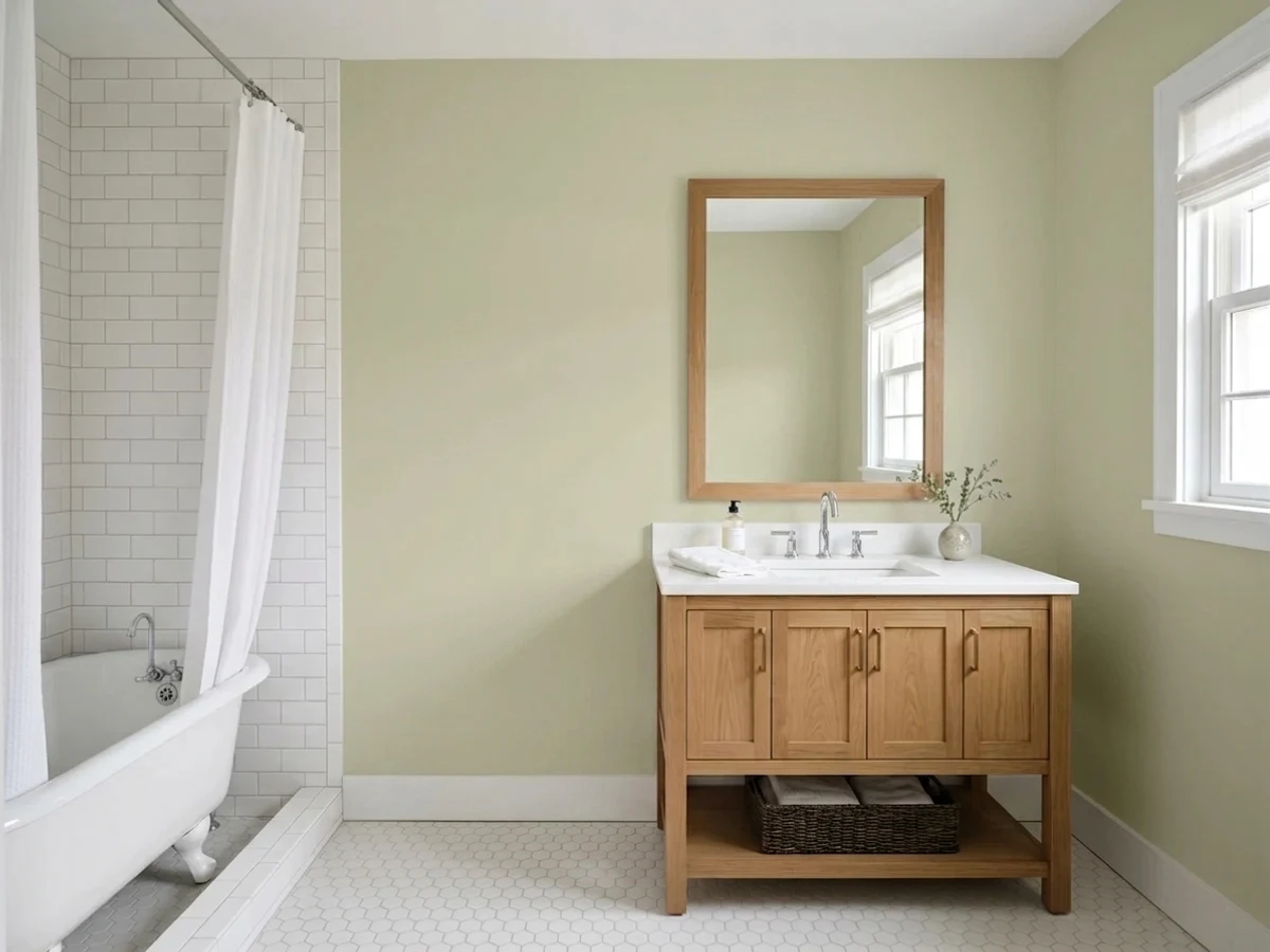 Kompozit Home Body in a real light green bathroom
