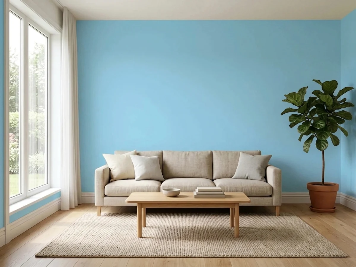 Behr Sky Blue in a living room