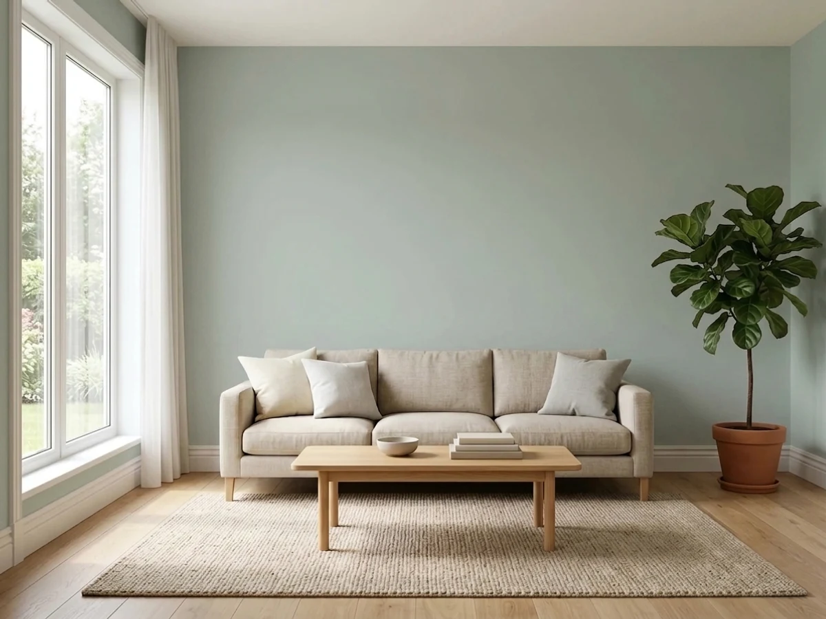 Benjamin Moore Beach Glass in a living room