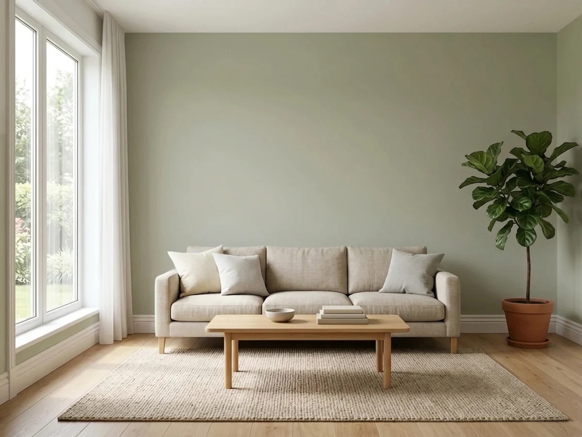Benjamin Moore October Mist in a living room