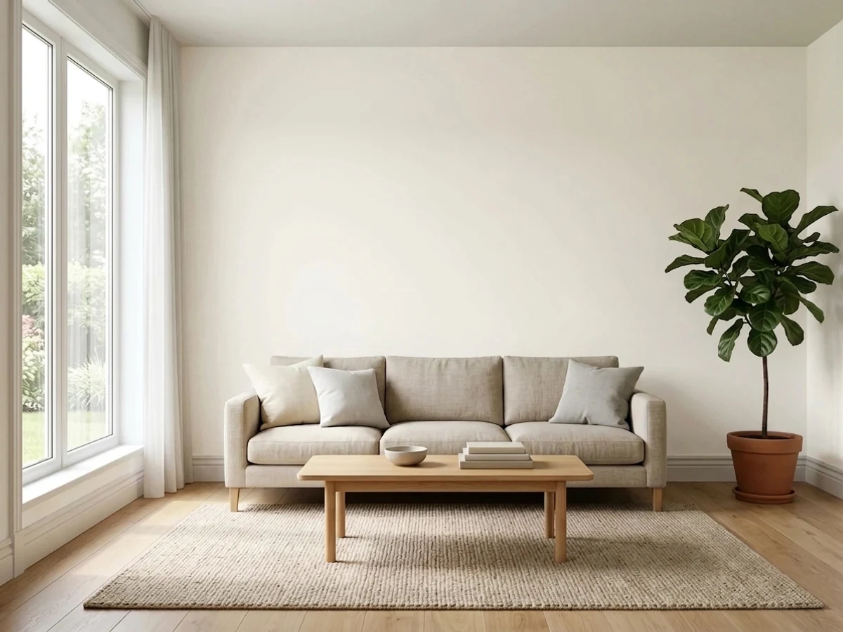 Benjamin Moore Simply White in a living room