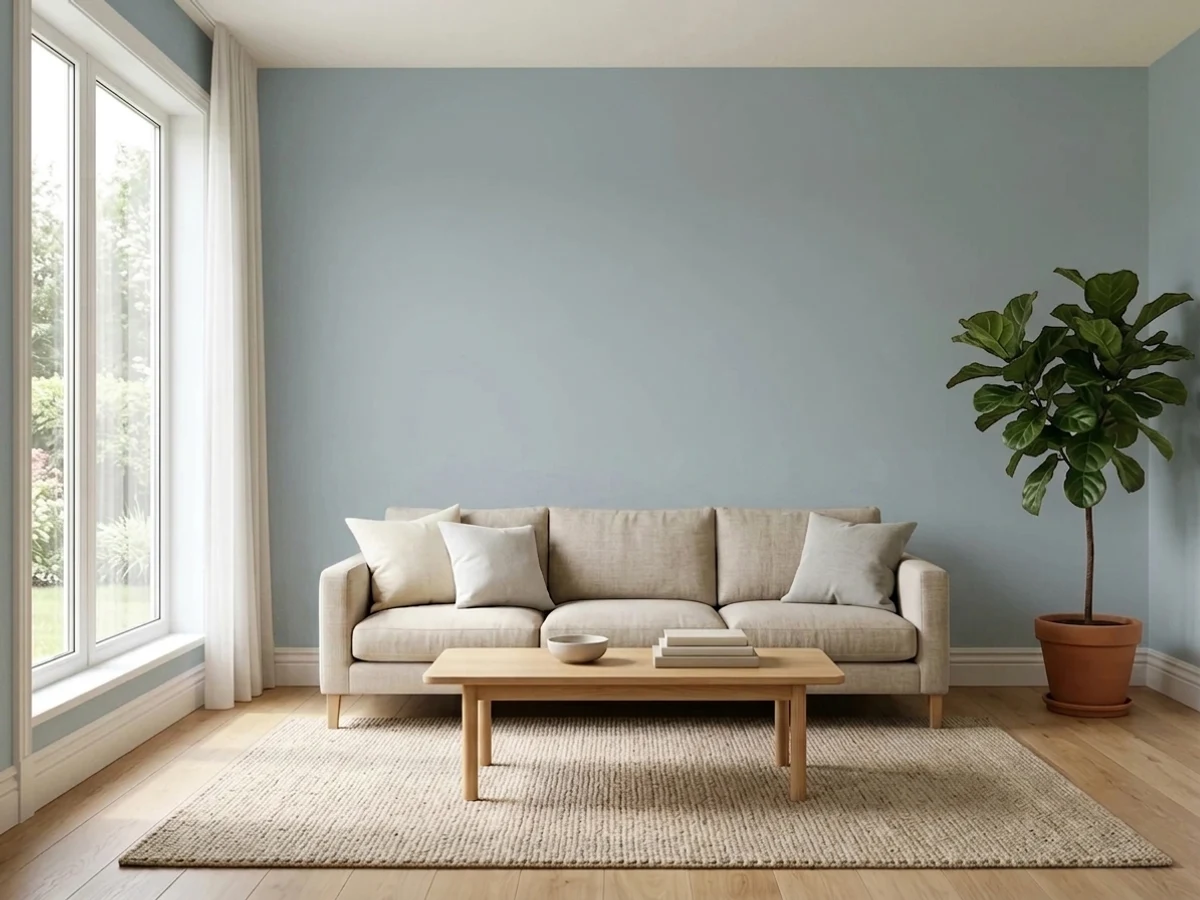 soft gray-blue color drenching — trending gray living room colors 2026