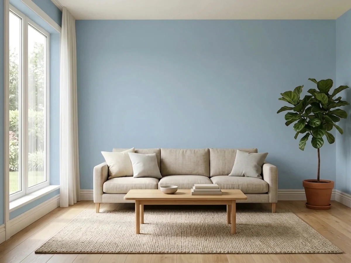 Benjamin Moore Yarmouth Blue in a living room