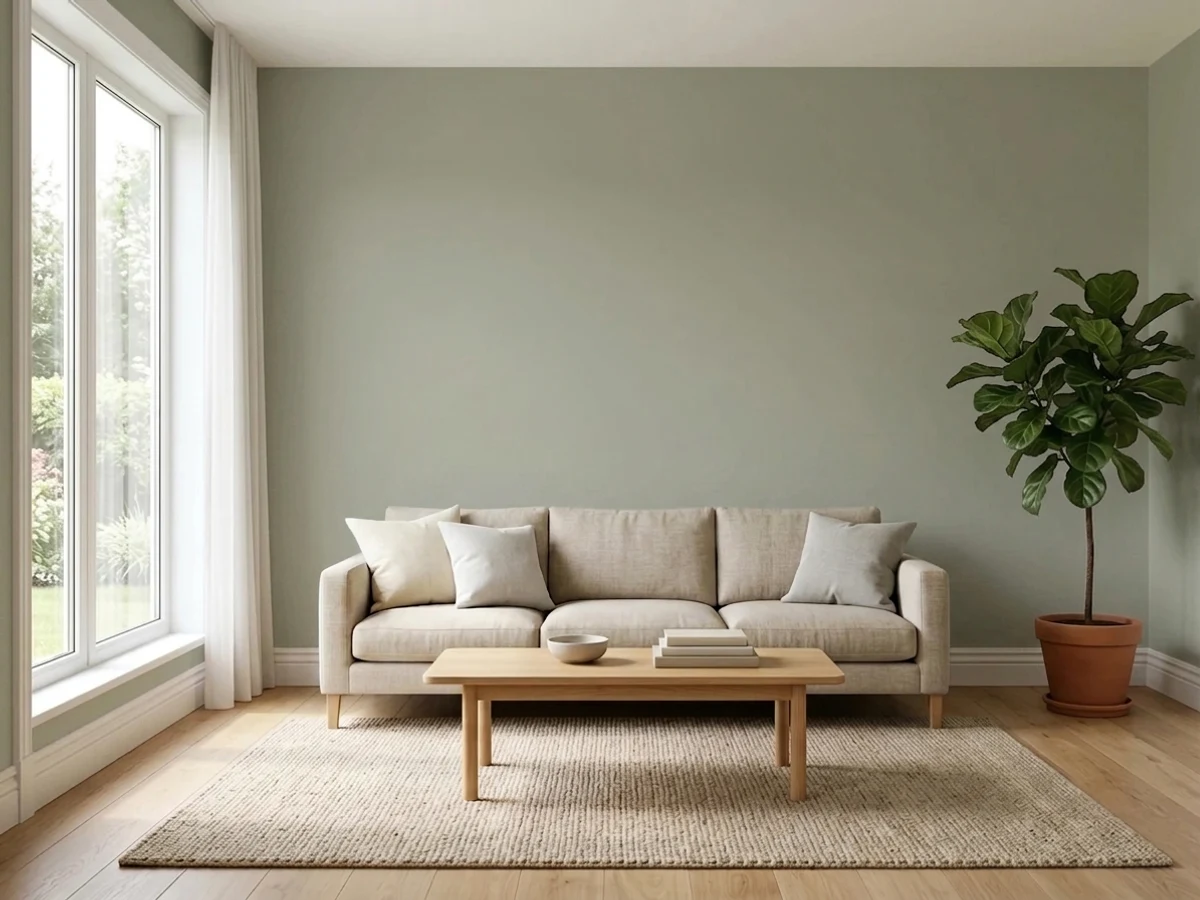 Sherwin-Williams Evergreen Fog in a living room