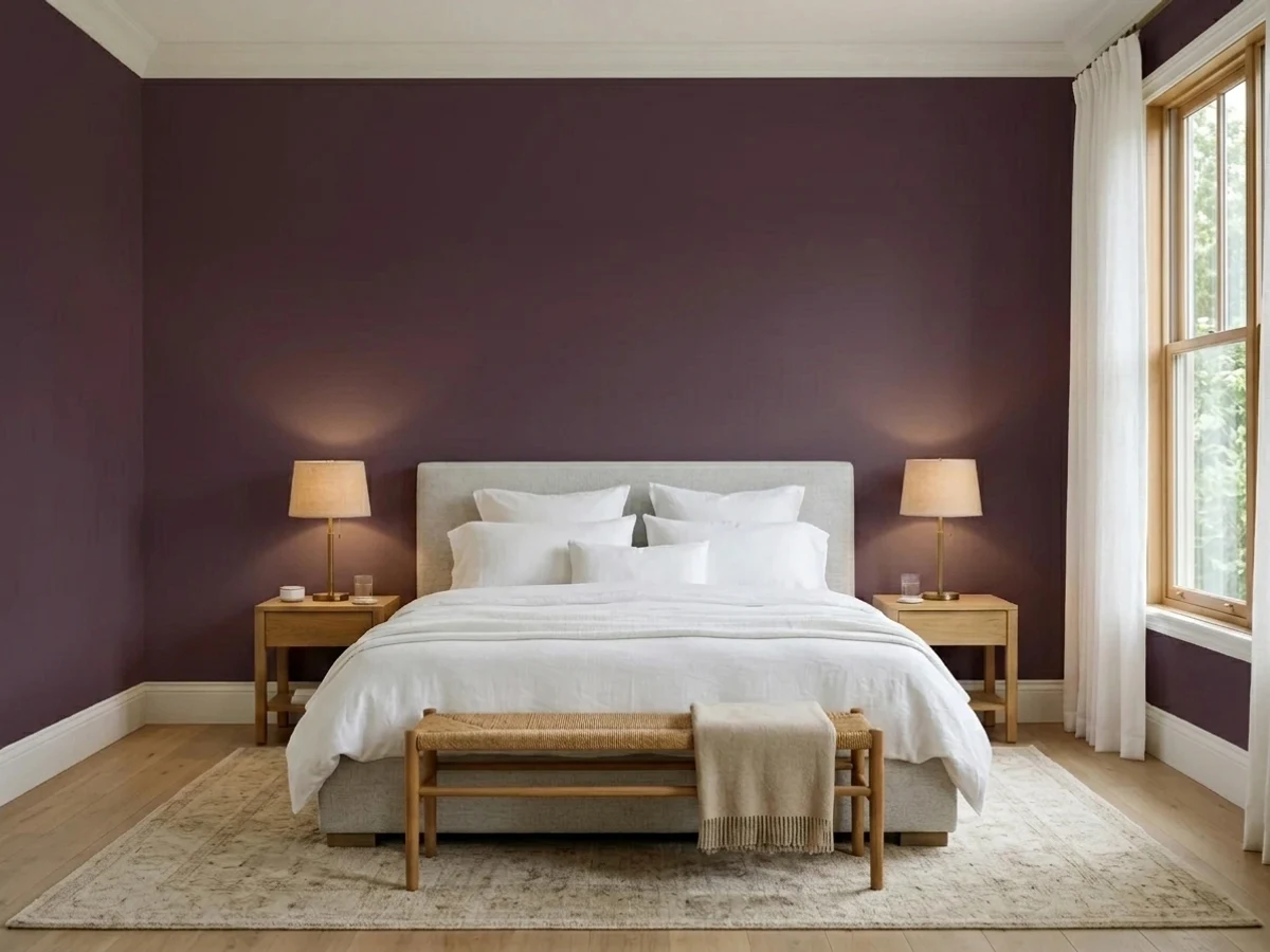 Behr Deep Garnet in a master bedroom