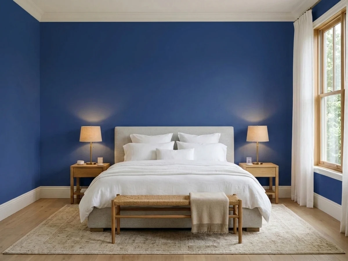 color-drenched deep navy — trending blue master bedroom colors 2026