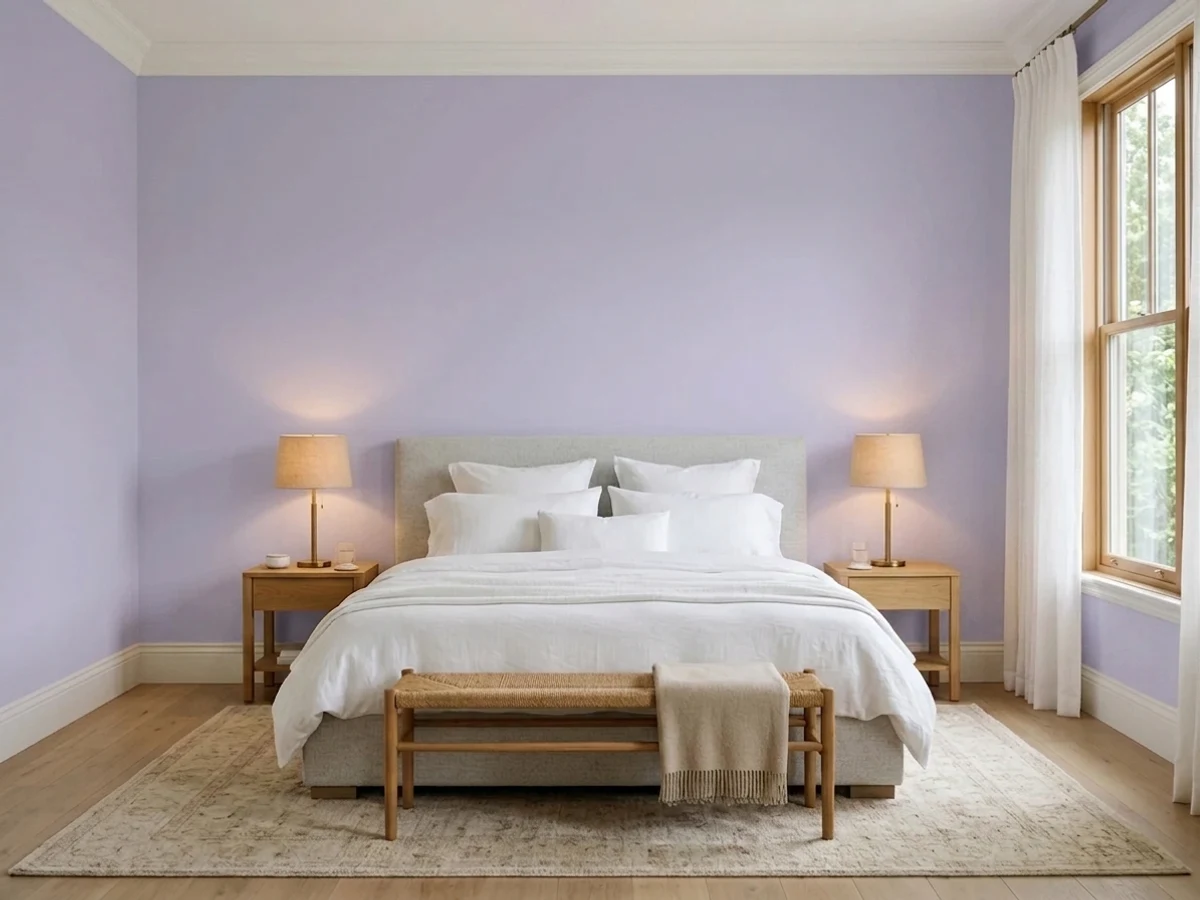 Benjamin Moore French Lilac in a master bedroom