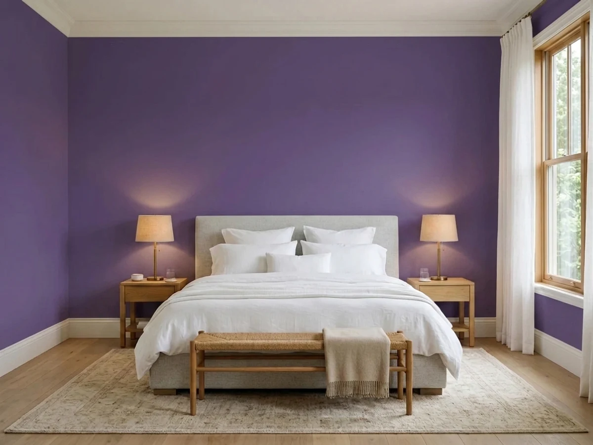 color-drenched mystical grape — trending purple master bedroom colors 2026