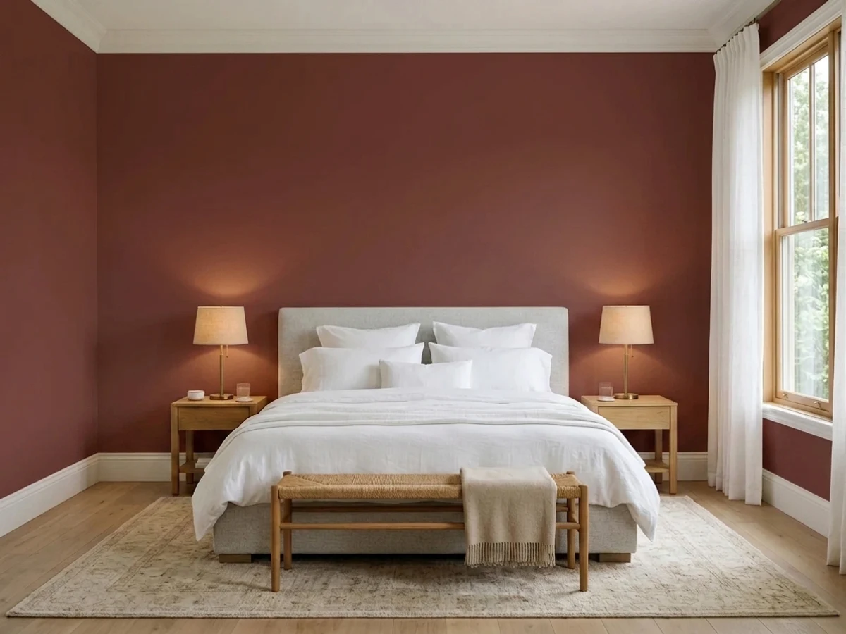 Benjamin Moore Sundried Tomato in a master bedroom
