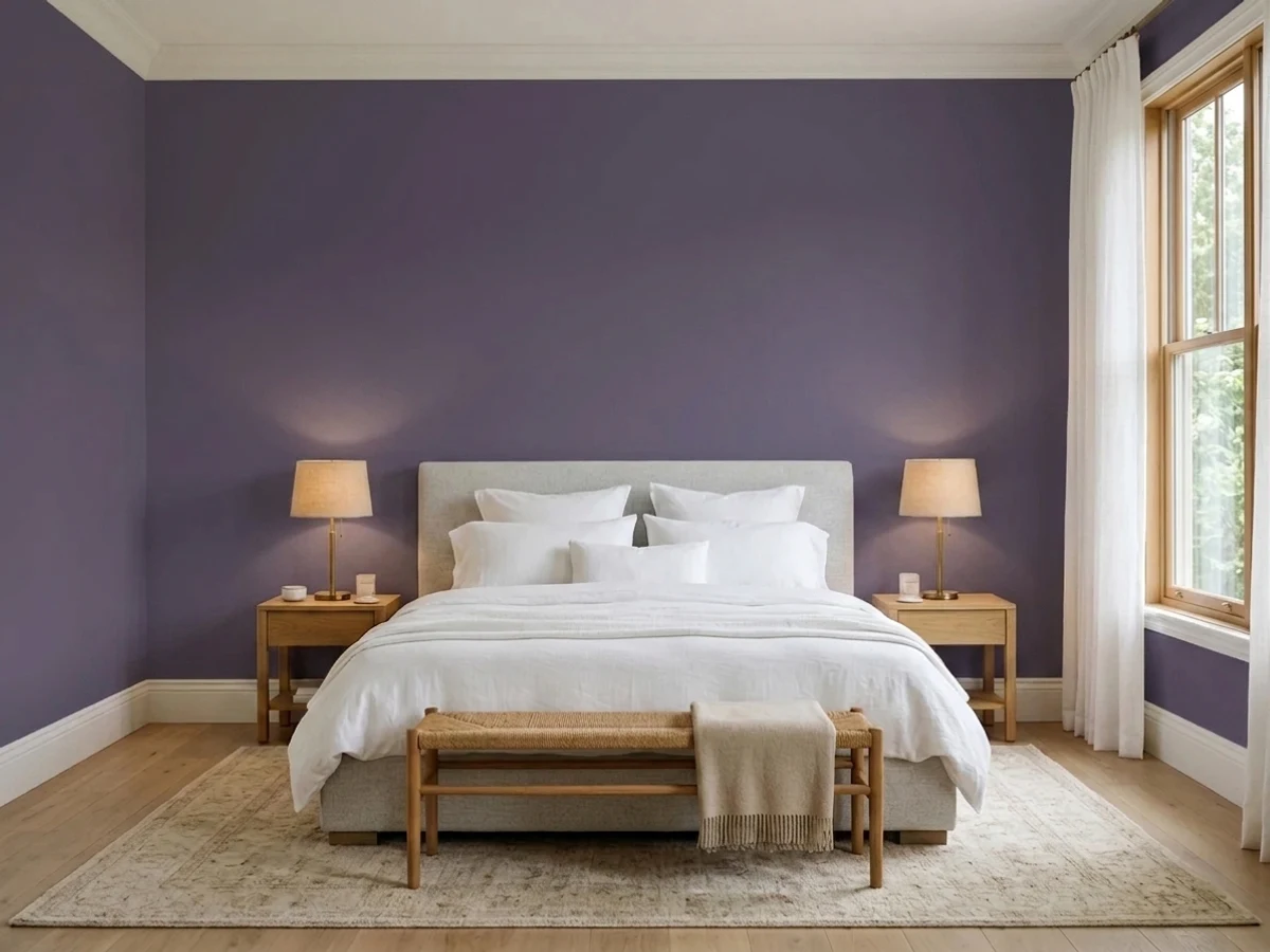 Dunn-Edwards Purple Potion in a master bedroom