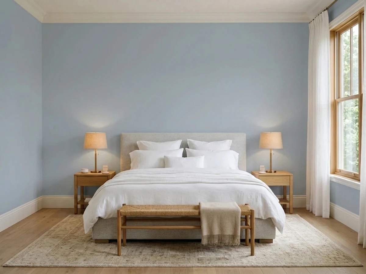 soft dusty blue-violet — trending blue master bedroom colors 2026