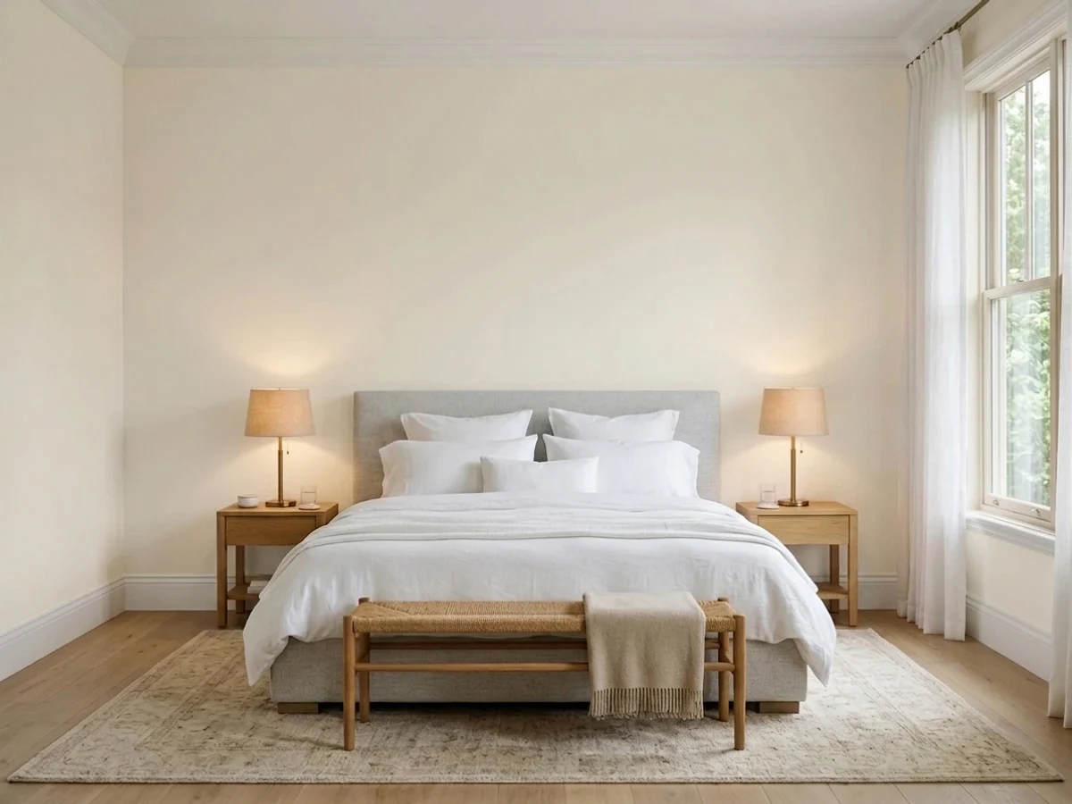 Sherwin-Williams White Duck in a master bedroom