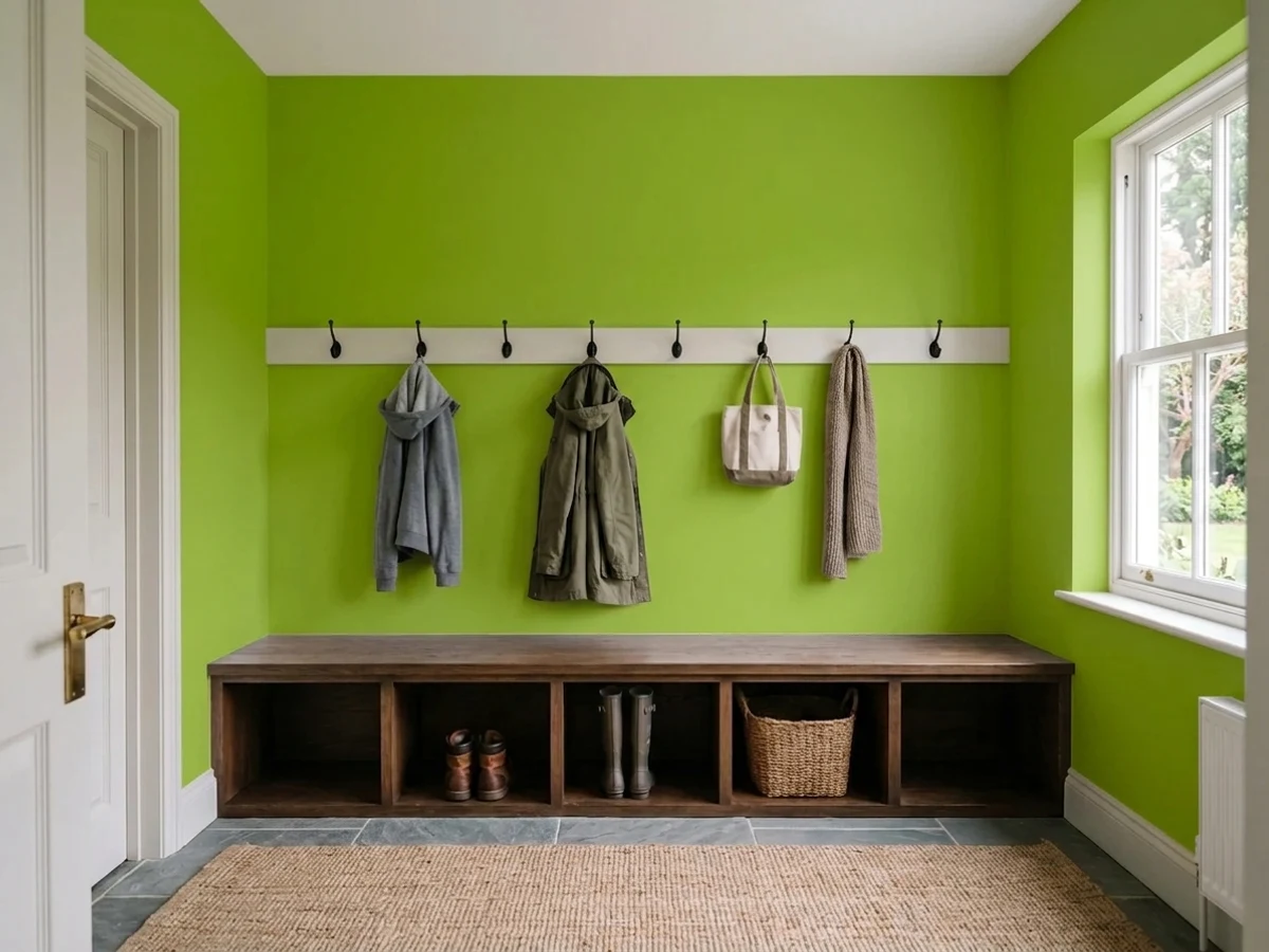Behr Fresh Apple in a mudroom