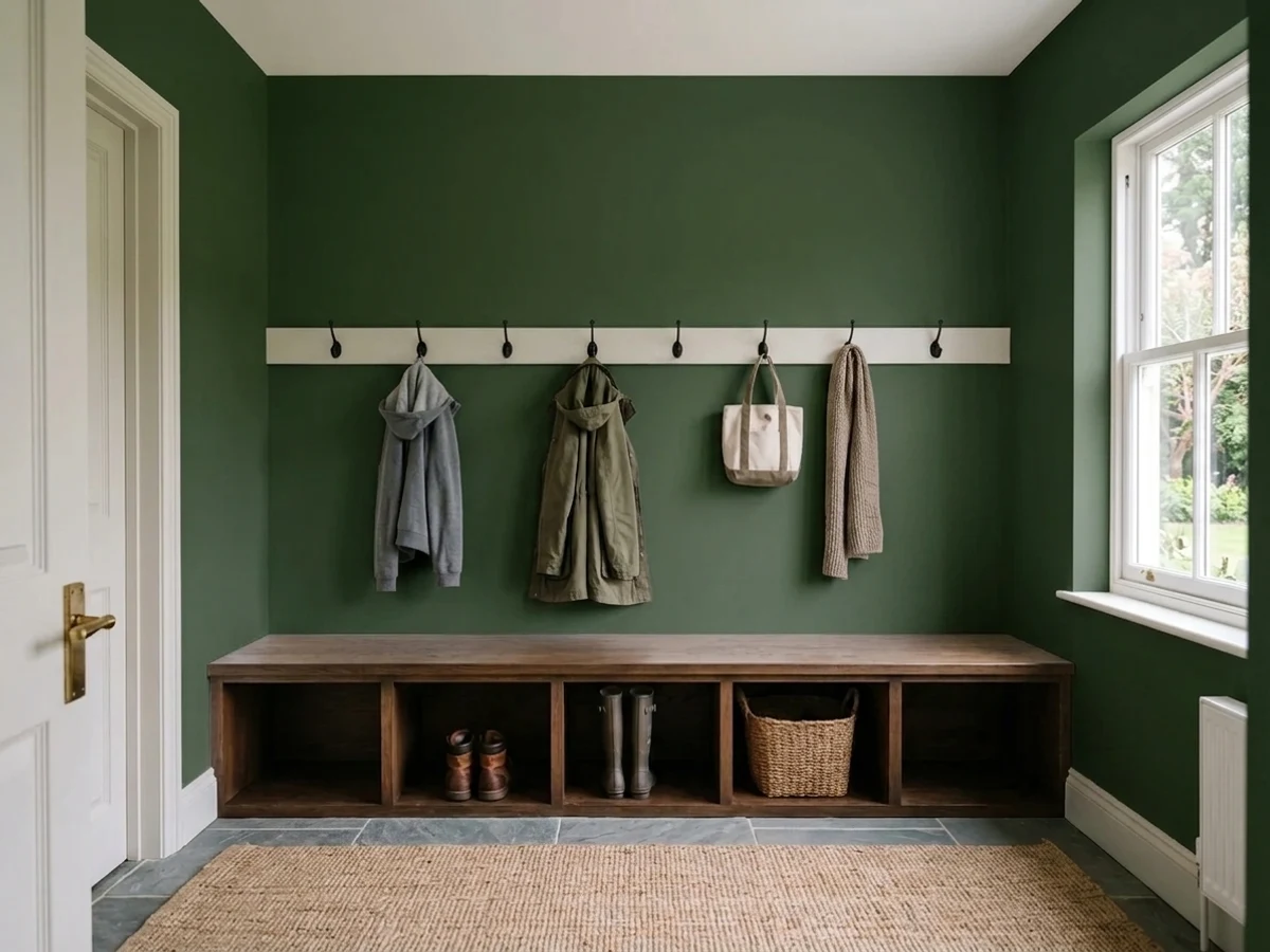 Behr Royal Orchard in a mudroom