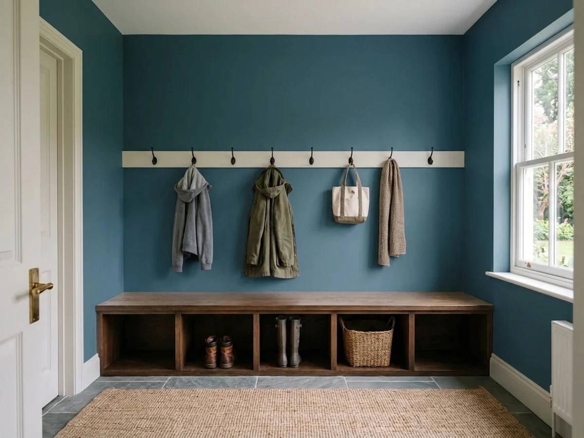 moody blue danube walls — trending blue mudroom colors 2026