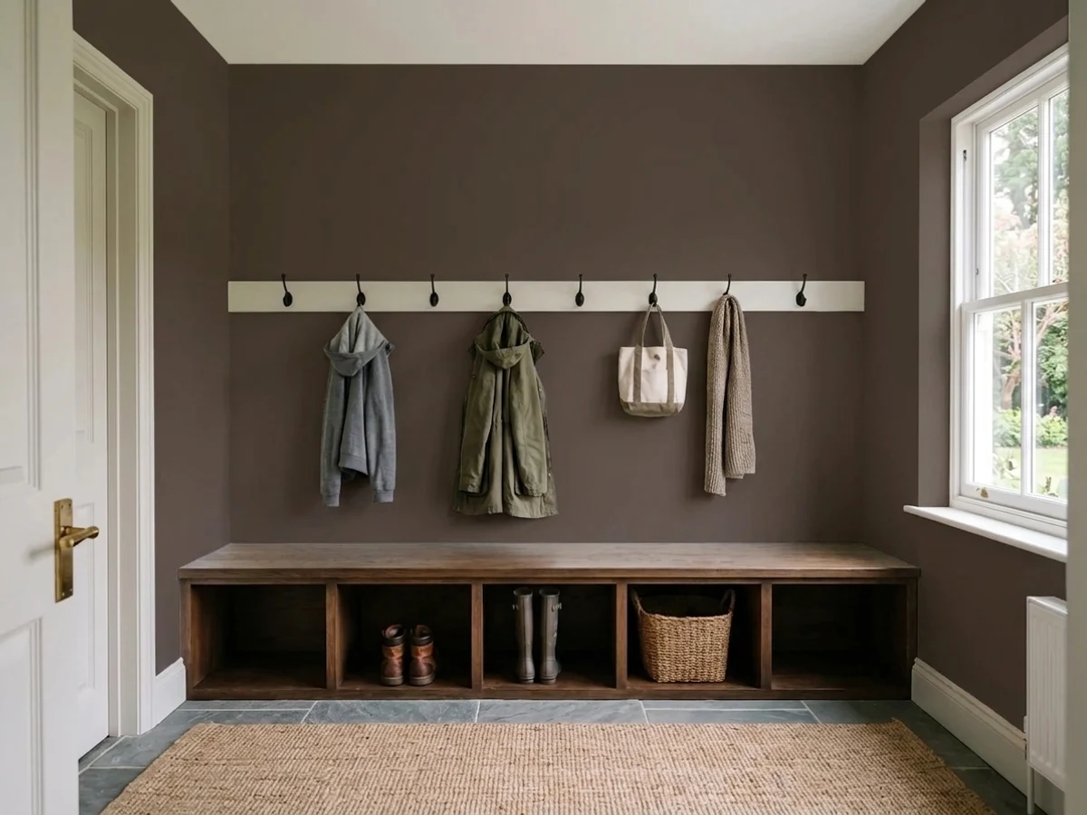 Dutch Boy Ground Coffee in a mudroom