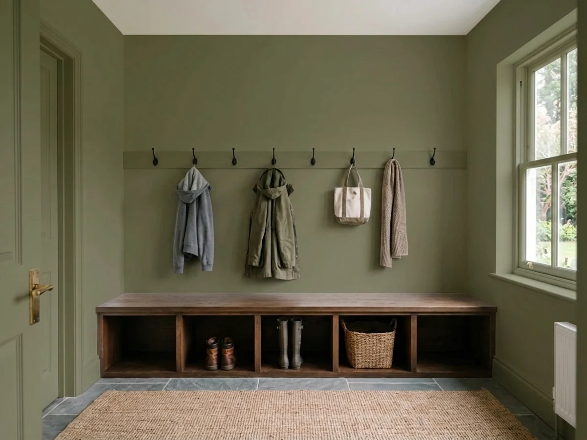 Magnolia Home Olive Grove in a mudroom