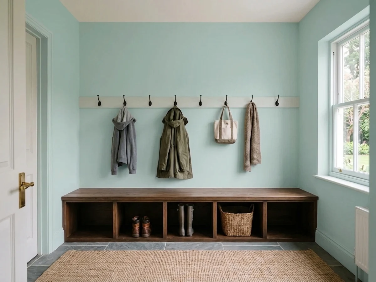 Sherwin-Williams Tidewater in a mudroom