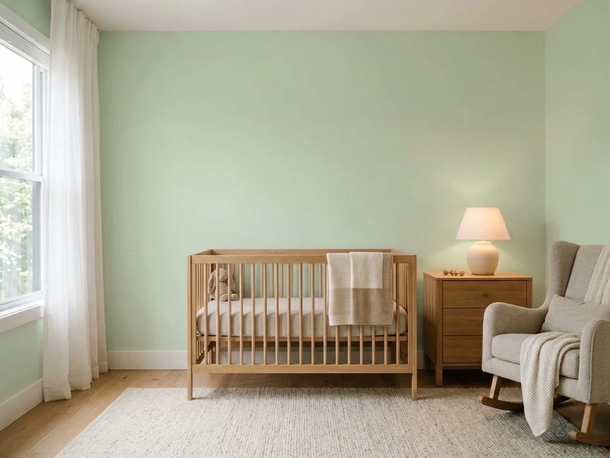 soft biophilic sage — trending green nursery colors 2026