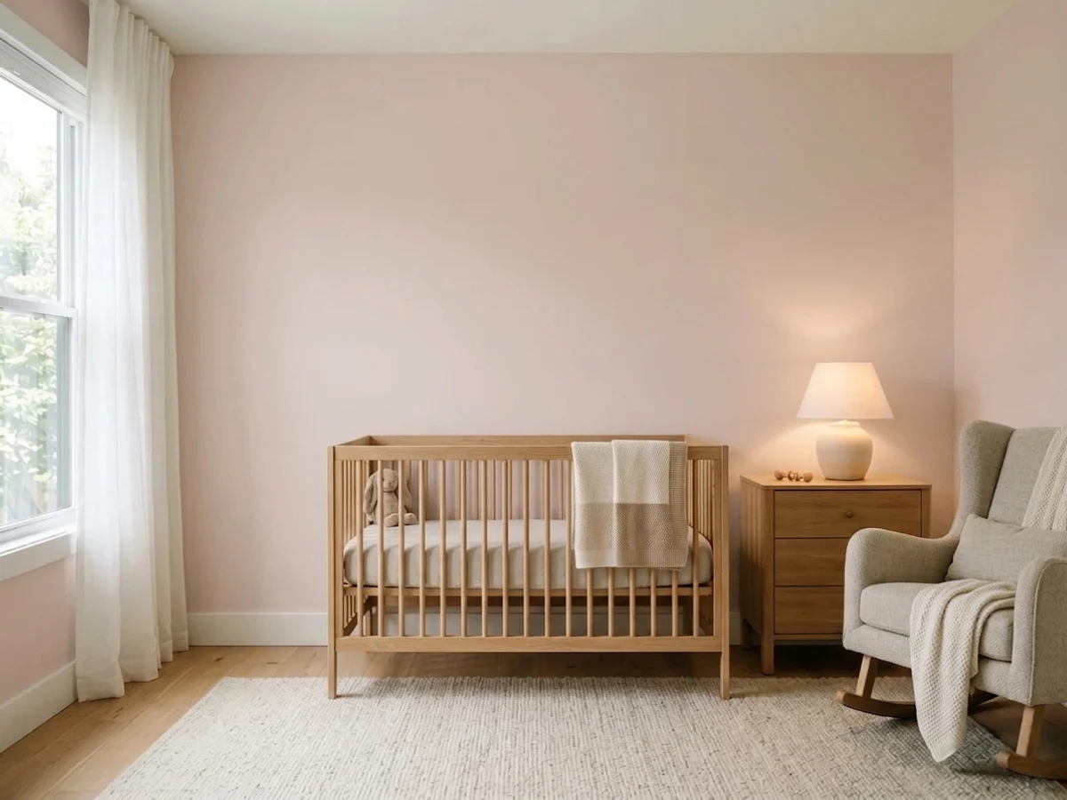 warm blush neutral — trending pink nursery colors 2026