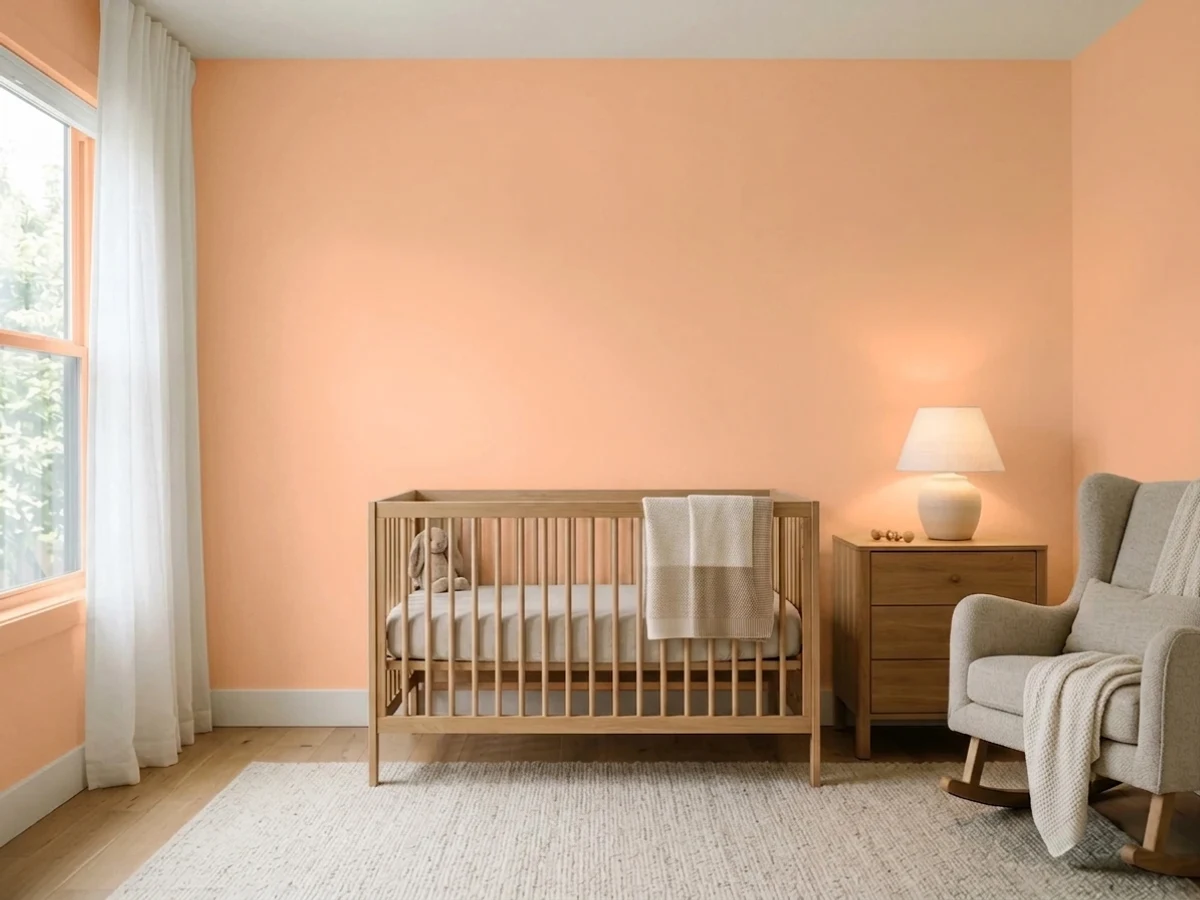 Sherwin-Williams Peach Fuzz in a nursery