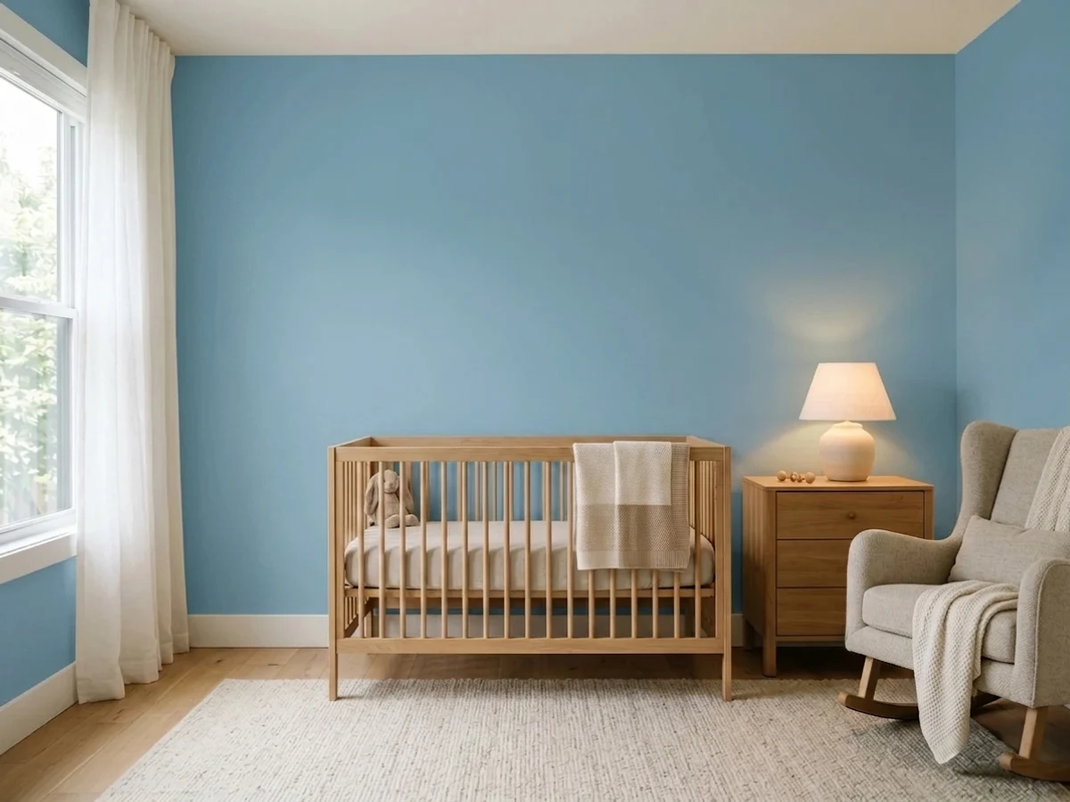 saturated color-drenched blue — trending blue nursery colors 2026