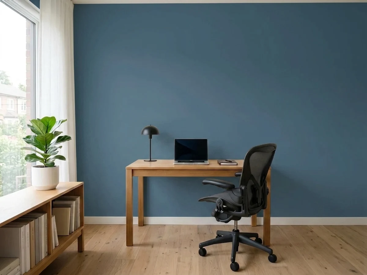saturated mid-tone blue — trending blue home office colors 2026