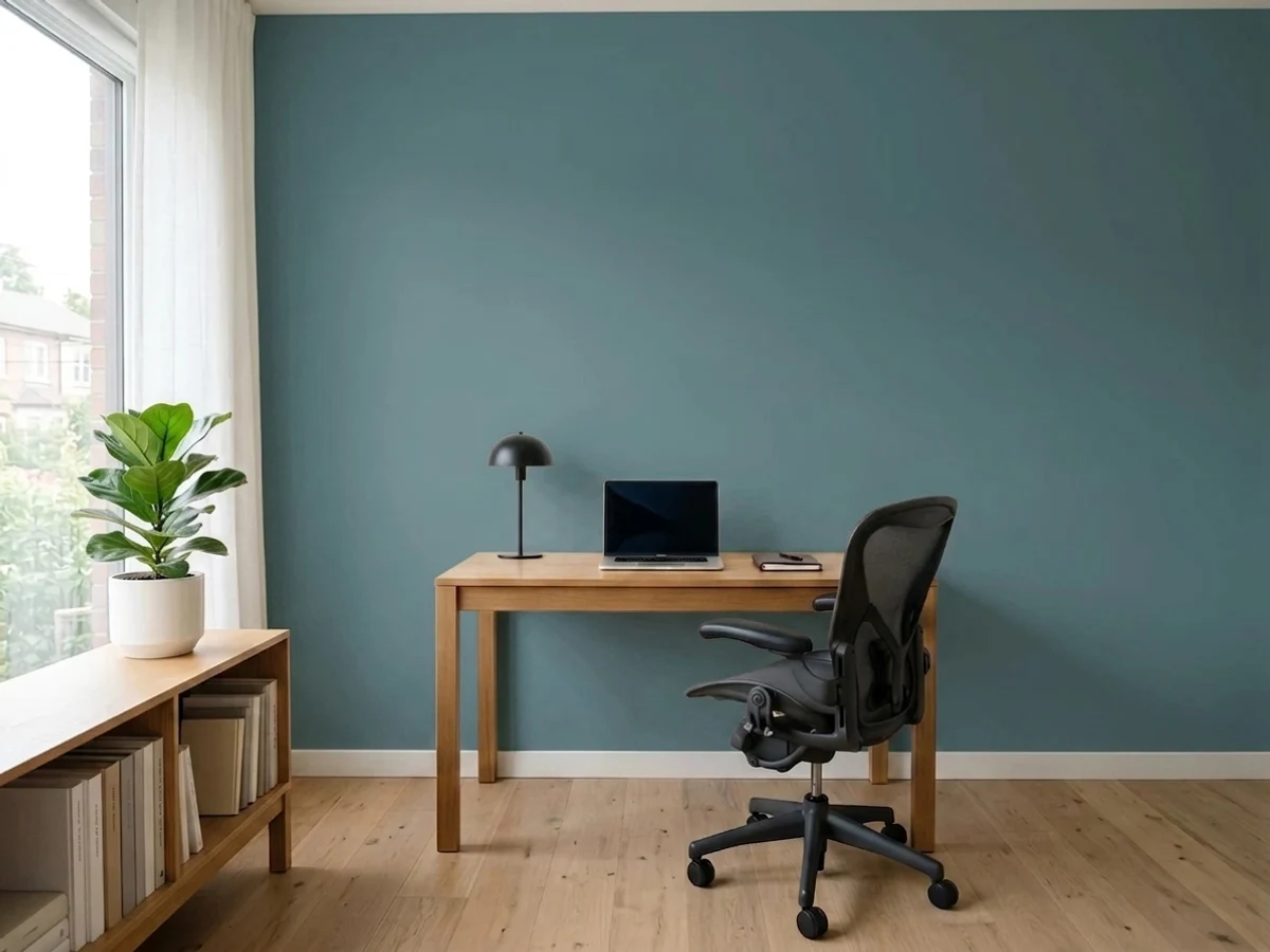 Benjamin Moore Aegean Teal in a office