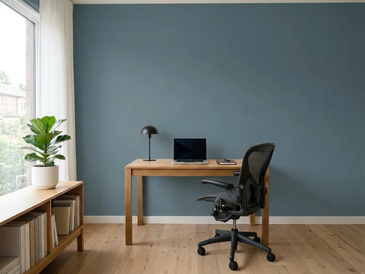 Benjamin Moore Hamilton Blue in a office