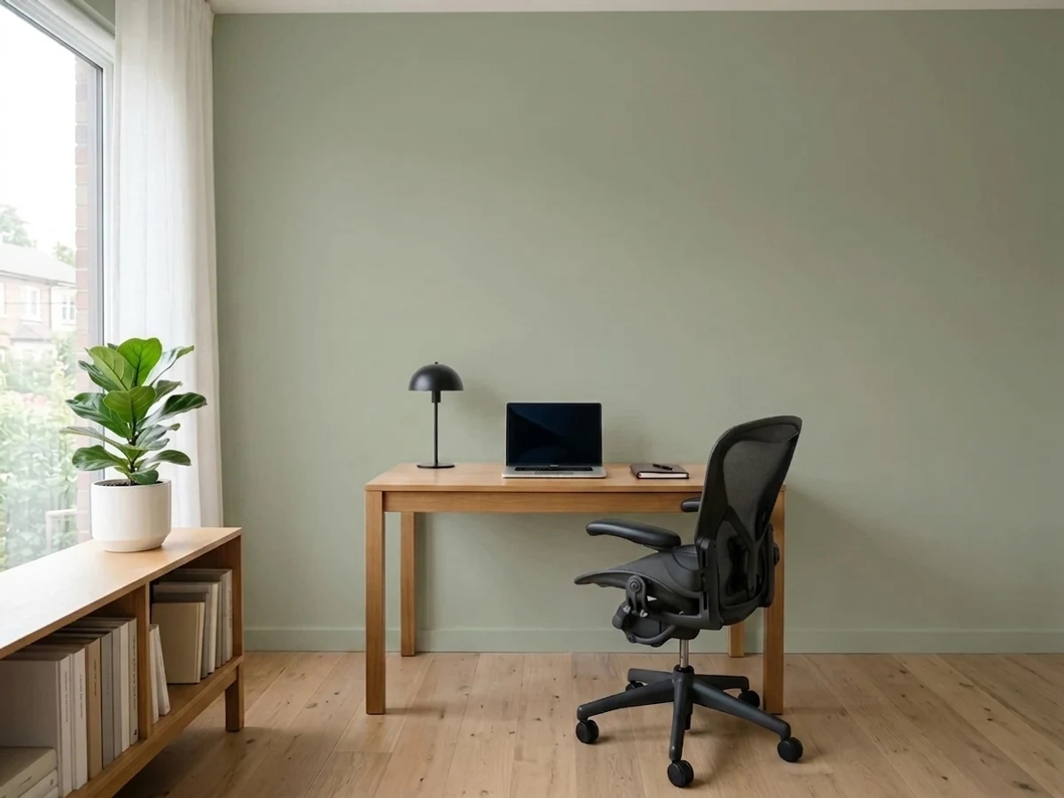 soft biophilic sage — trending green home office colors 2026