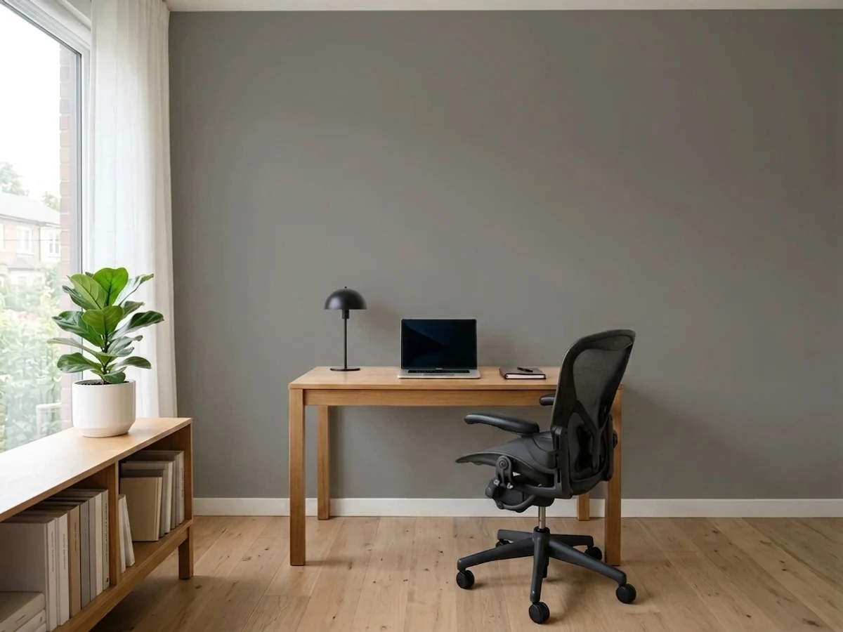 Sherwin-Williams Gauntlet Gray in a office