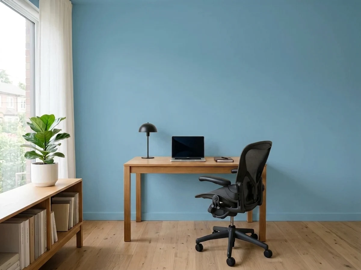 Sherwin-Williams Resolute Blue in a office