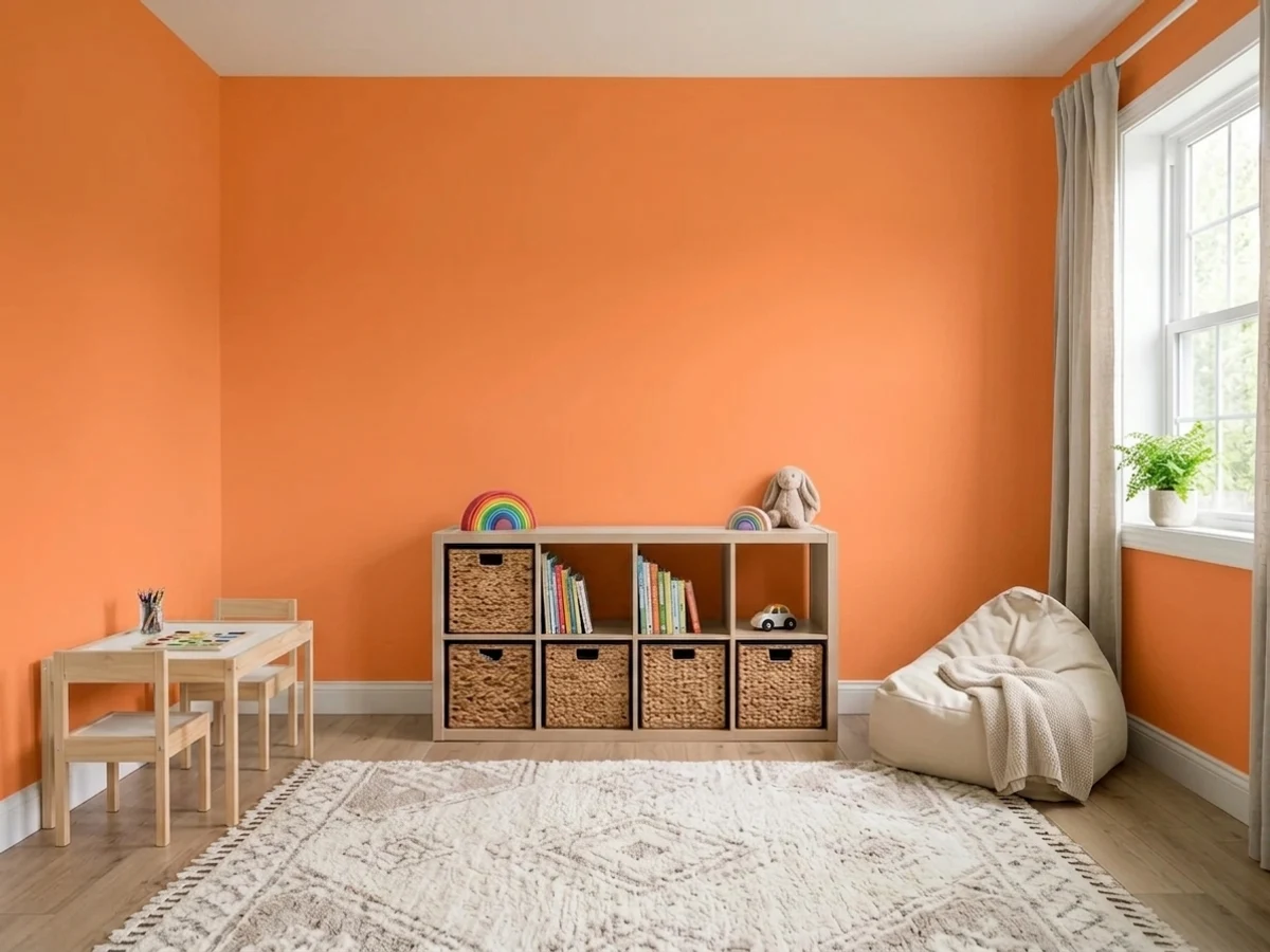 Behr Bergamot Orange in a playroom